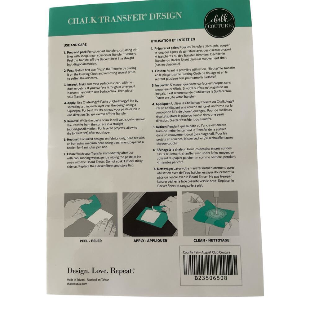 NWT Chalk Couture 8.5 x 11 ‎ Reusable Transfer - Picture 2 of 3